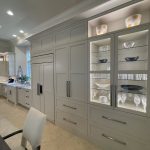 grey custom kitchen cabinets with built in china cabinet display